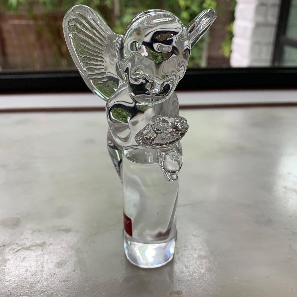 Vintage Baccarat clear crystal Angel with Flowers